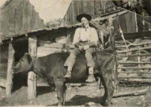 William John Pearce posing for photography at the Pearce Ranch