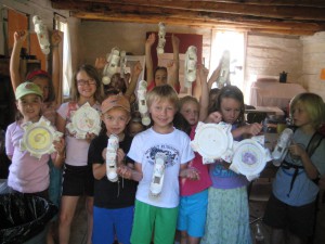 kids playing with art projects
