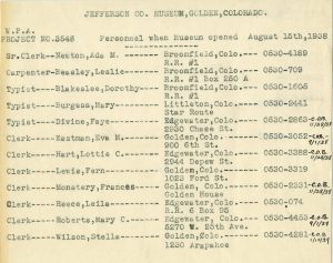 Jefferson County Musuem staff directory