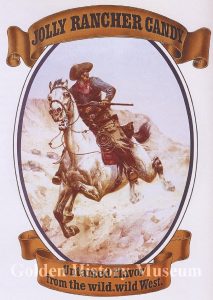 Jolly Rancher Candy artwork depicting person on horseback