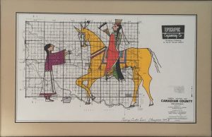 color artwork of person on a horse