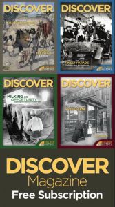 Various covers of magazines offering Discover Magazine free subscription