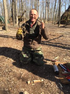 Instructor Hutch demonstrates survival skills