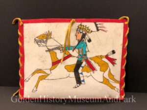 decorated bag made of animal hide
