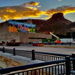 castle rock and brewery in golden at twilight