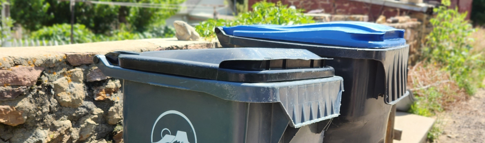 trash and recycling bins