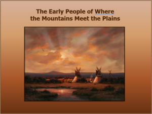 painting of tipis near river